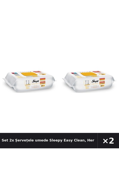 Sleepy Set 2x Șervețele umede Easy Clean, Herbal Soap Additive, multisuprafeț...