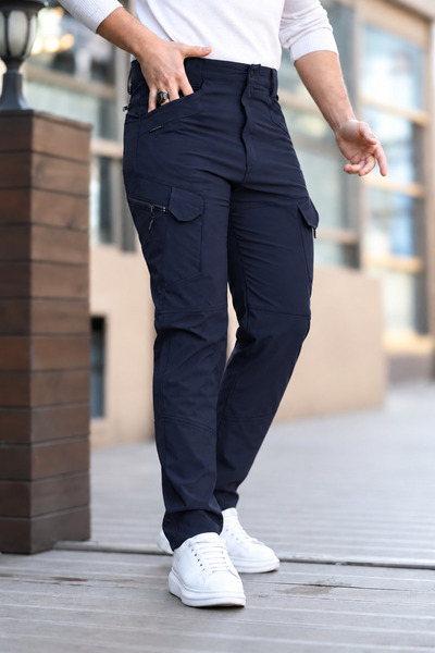 wera Men's Navy Blue Fleece Inside Softshell Tactical Pants - Winter Waterpro...