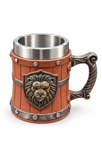 markentegra Aslan Temalı 3d Kabartmalı Paslanmaz Çelik Kupa Bardak Alk6542