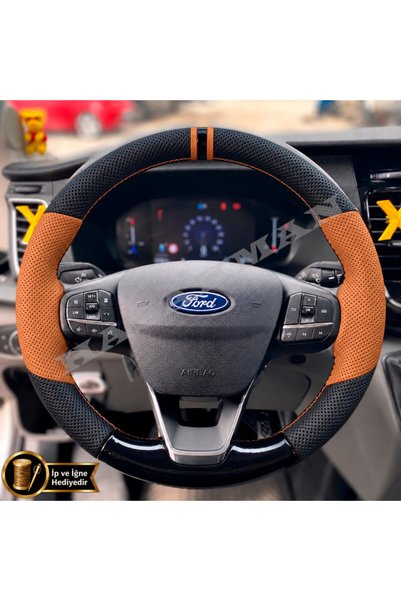 HasAkman Ford Transit Dikme Direksiyon Kılıfı Delikli Deri Parlak Siyah Taba ...