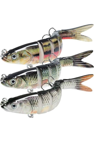 KASTWAVE 3 Pcs Lifelike Fishing Lures, 8-Segment Swimbait with Vibrating Acti...