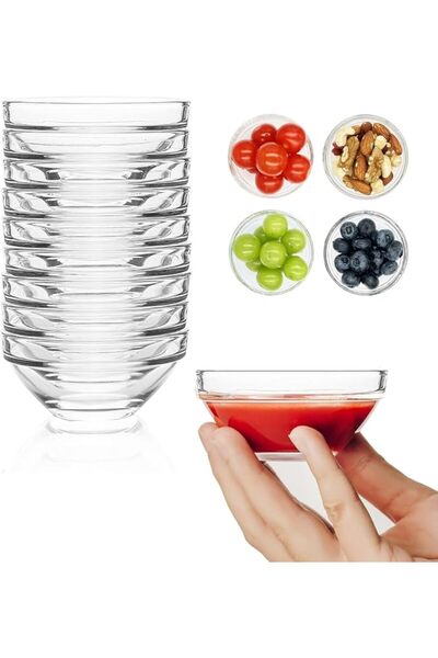 GENERAL Set of 10 Small Glass Ramekins, 3-Inch 2.5oz Mini Bowls for Spices, S...