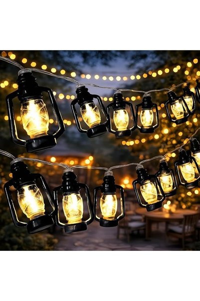 LCHYI Vintage Lantern String Lights, Decorative Mini Oil Lamp Design, Waterpr...