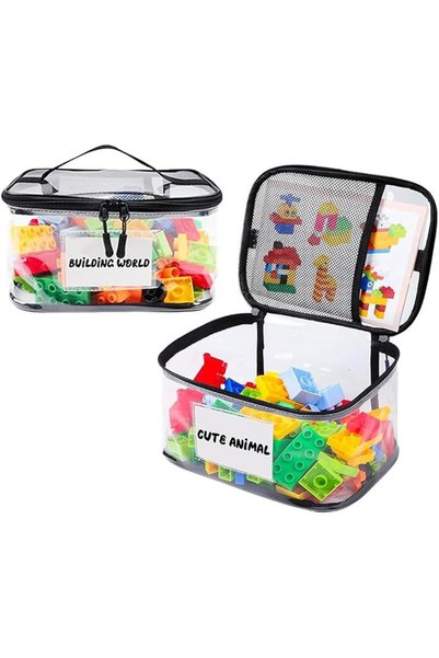 ALMEKAQUZ 2 PCS Toy Storage Organizer Bag, Clear Zipper Pouch for Toys, Porta...