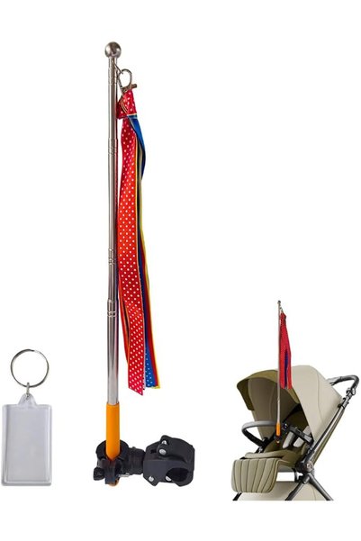 GENERAL Stroller Flag with Clip, 360° Swivel Stroller Identifier Sign, Telesc...