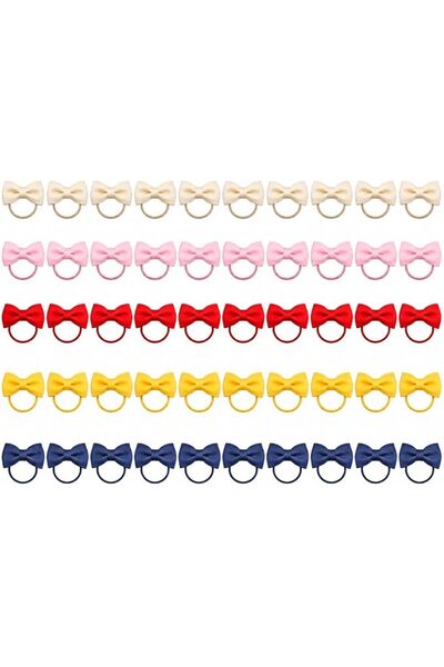 GENERAL 50 Pcs Girls Hair Bows Ties, 2 Inches Elastic Rubber Baby Hair Bands ...