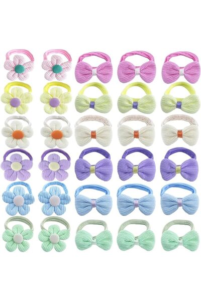 GENERAL 30Pcs Baby Hair Ties with Bows, Soft Stretch No Crease Small Elastics...