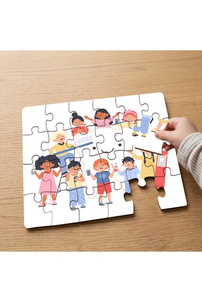 puntodizayn لغز خشبي للأطفال مكون من 24 قطعة بتصميم Happy Kids MPK0583