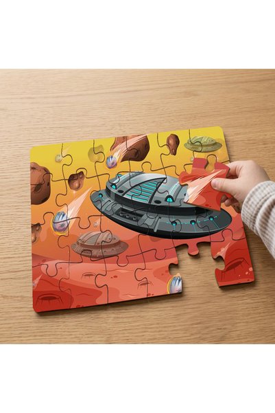 puntodizayn 24 Piece Wooden Children's Puzzle with Spaceship Design Mpk1087