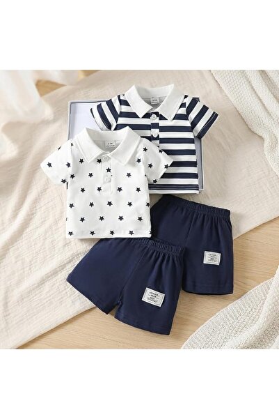 Baby.elegance طقم قميص بولو وشورت للأطفال الذكور مكون من قطعتين، ملابس أطفال ...