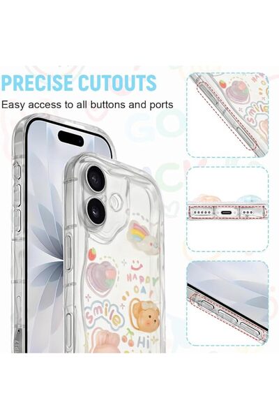 ELEPHANTBOAT Compatible with iPhone 17 Case, Clear TPU 3D Beaded Lanyard