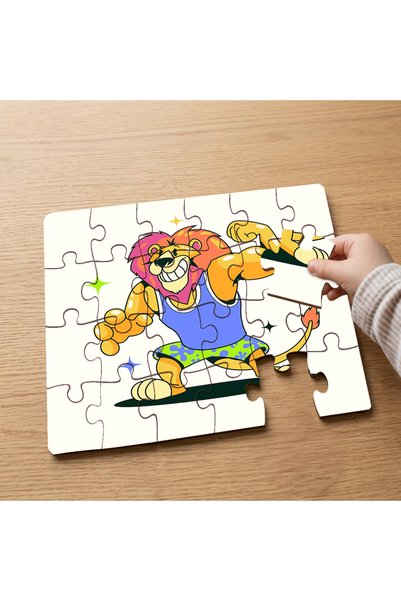 puntodizayn لغز خشبي للأطفال مكون من 24 قطعة بتصميم الأسد القوي MPK0652