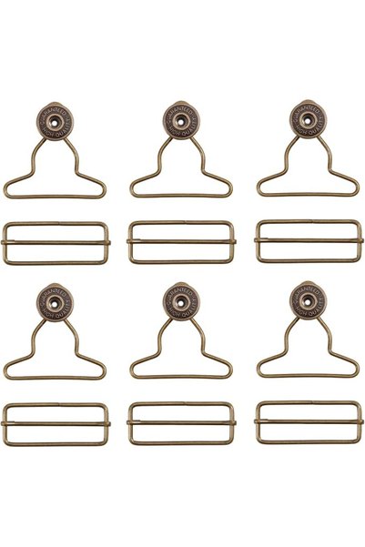 beinkmake 6 Sets Antique Bronze Overall Buckle Replacement, 50mm Metal Rectan...