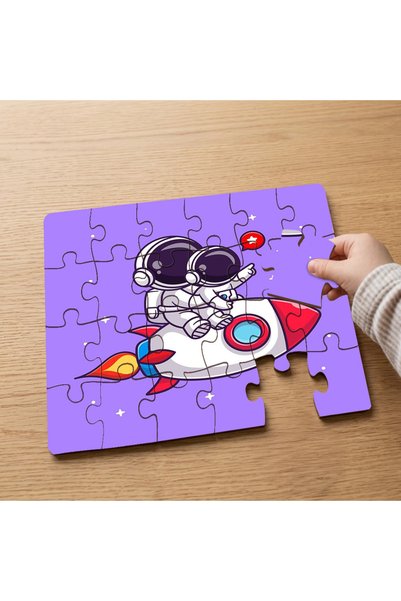 puntodizayn Astronaut Boys Design 24 Piece Wooden Children's Puzzle Mpk0342