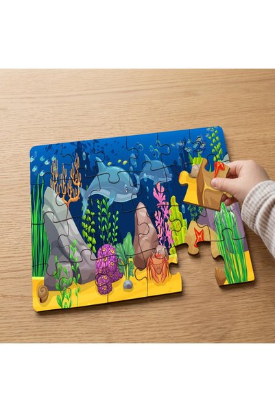 puntodizayn 24 Piece Wooden Children's Puzzle with Cute Sea Creatures Design ...