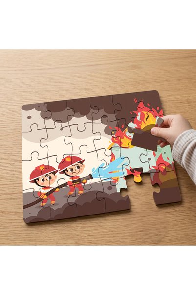 puntodizayn 24 Piece Wooden Children's Puzzle with Firefighters Design Mpk0771