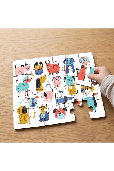 puntodizayn لغز خشبي للأطفال مكون من 24 قطعة بتصميم اتعرف على الحيوانات MPK0265