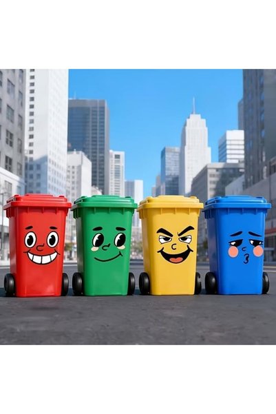 GENERAL 4PCS Face Stickers – Removable Waterproof Glossy Decals for Trash Can...