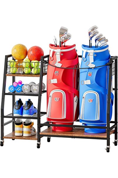 Solerconm Garage Golf Bag Organizer with Wheels,Golf Bag Storage Rack