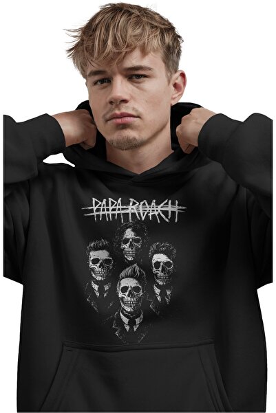 SEVBANO Hanorac premium oversize unisex cu imprimeu frontal Papa Roach Rock M...