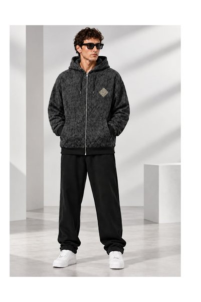 FATOOM STILE Men's Patterned Zippered Hooded Sweatshirt Jacket with Pockets, ...
