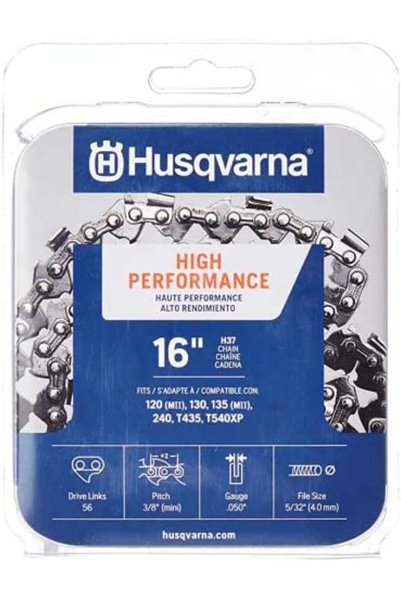 Husqvarna H37 16 İnç Elektrikli Testere Zinciri, 3/8 inç Adım, 50" Ölçer, 56 Tahrik Bağlantısı, Düşü