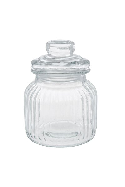 OEM Borcan sticlă 640 ml cu relief și capac – dulciurile rămân vizibile și pr...