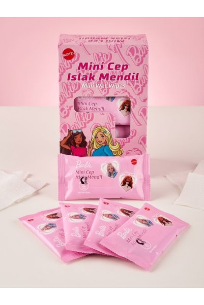Barbie mini ıslak cep mendil paket içi 8li cep boy yumuşak patik ve kolay taşınabilir ıslak mendil