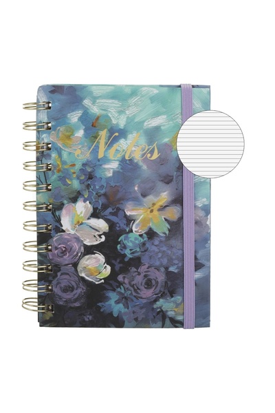 OEM Carnetel Notite A6 Verde Mov cu Model Floral Notes din Folie Aurie si Ela...