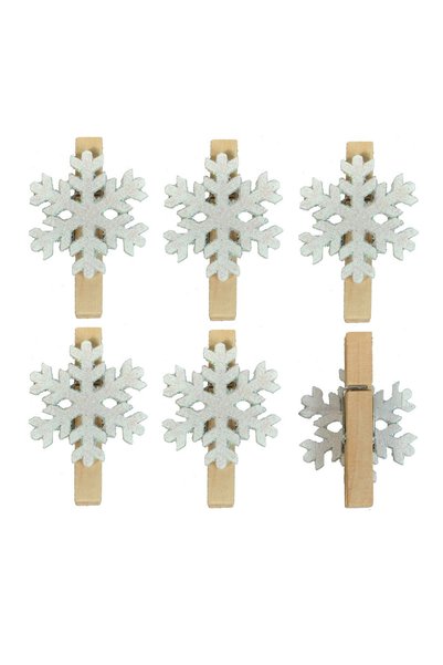 DD SHOP Clestisori de Craciun Decorativi din Lemn Fulgi Albi cu Glitter 5cm -...