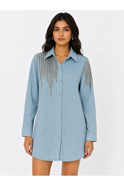 Bellissima LIGHT DENIM LAZERCUT SHIRT DRESS