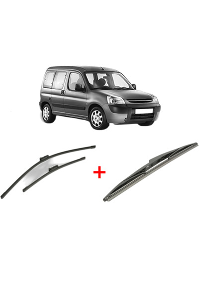 Bosch Set of 3 wipers PEUGEOT PARTNER TEPEE 2008-2018, for windshield and rea...