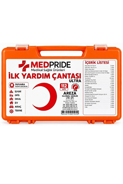 MedPride Full Set Ecza Dolabı İlk Yardım Çantası Duvara Monteli İş Yeri Ofis ...