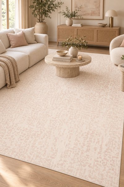 HANN HOME COLLECTION DEMRE Ekru Bej Modern Salon Oturma Odası Halısı Robot Sü...