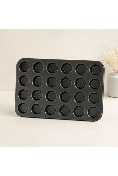 Ethab Ticaret Glb-Stl41414 Muffin Cake Mold 24 Cavity Black Metal