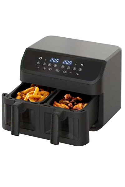 Sanlux Friteuză cu Aer Cald 3000W, 10L, 2 Coșuri de 5L, 8 Programe, 80-200°C,...