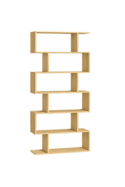 VASAGLE Bibliotecă cu 6 rafturi, design în formă de S, 70x24x192 cm, maro