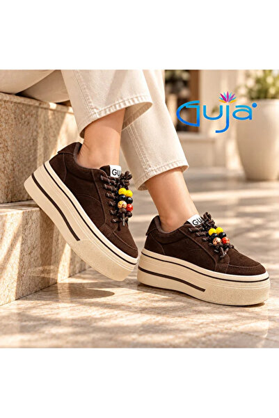 Guja 26K366 Hakiki Deri Süet kalın taban Bağcıklı Sneaker