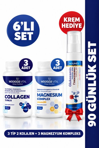 Hotay Nutrition Wooggs Vital 90 Günlük Set Tip 2 Kollajen 3 Adet + Magnezyum ...