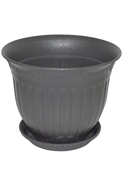 OEM Set ghiveci cu farfurie rotund NAPOCHIM, polipropilena, 35 cm, negru