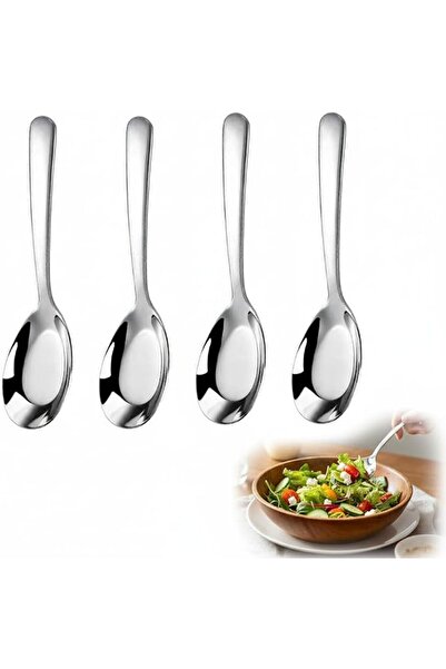 KASTWAVE Stainless Steel Soup Spoons, 4Pcs Thickened Long Handle Square Head ...