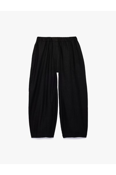 Koton Comfortable Fit Linen Trousers with Elastic Waist