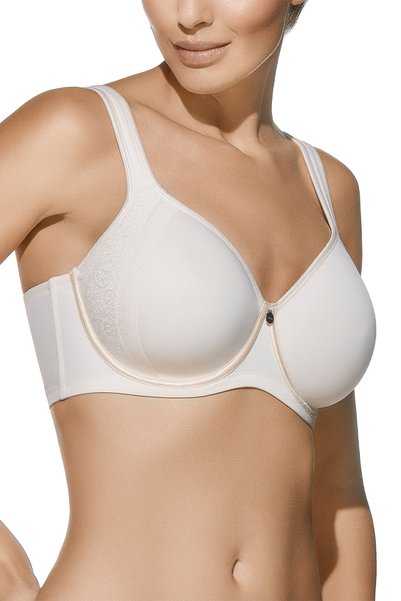 SELENE Sutien de damă căptușit, cu dantelă, broderie și tul, roz