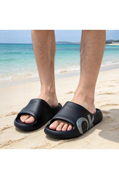 Almajeed Store Men's Thick Bottom Slippers with Ok Logo, Lightweight Eva Non-...