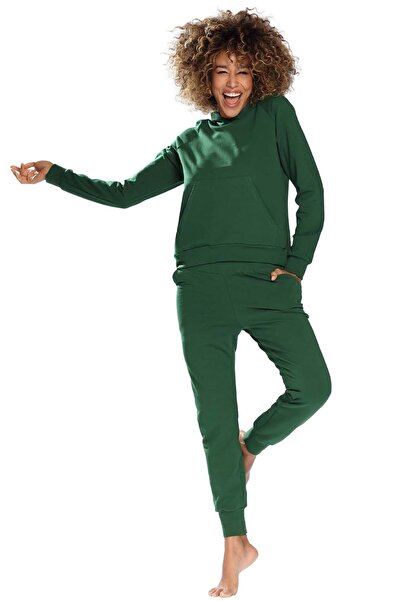 Dkaren Set de trening pentru femei, confortabil, casual, de zi cu zi, verde