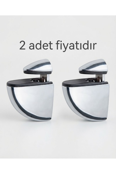 OMAKS Zamak Metal Pelikan Cam Raf Tutucu Ayarlı Etejer Krom Renk ( 2 ADET FİY...