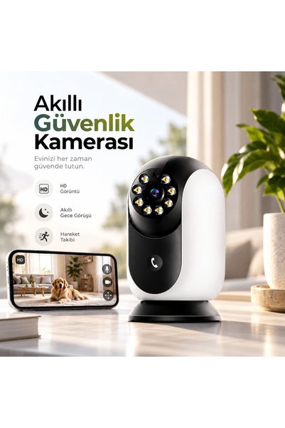 TARÇIN Akıllı WiFi Ev Kamerası Full HD 360° – İnsan ve Hareket Takibi, Gece G...
