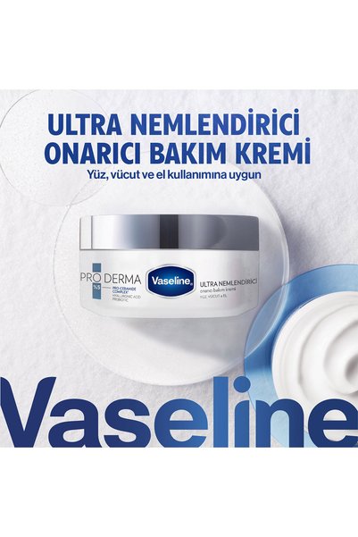 Vaseline Pro Derma Onarıcı Bakım Kremi Ultra Nemlendirici Yüz Vücut El 190 g