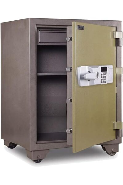 Mahmayi Fire Safe BS-T750 Heavy Duty Security Safe Locker with Digital Lock and Key Lock, Fire Resistant Safe for Home, Office, Bank, Business and Commercial Use - Grey