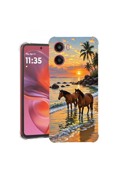 bestcase Husă Anti Shock Case For Motorola Moto G05 / Moto E15, Horses at sun...
